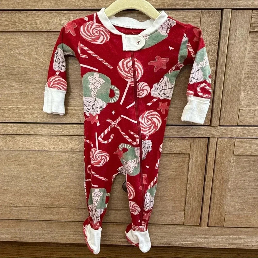 Burt's Bees Baby Holiday Pajama - Candy Cane and hot chocolate design, 0-3M